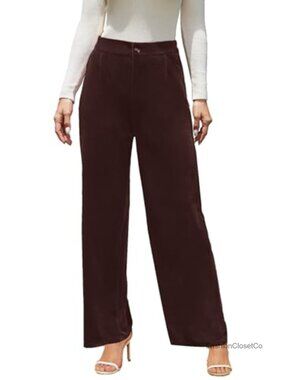 Velvet Wide Leg Palazzo Pants High Waisted Stretchy Dress Pants